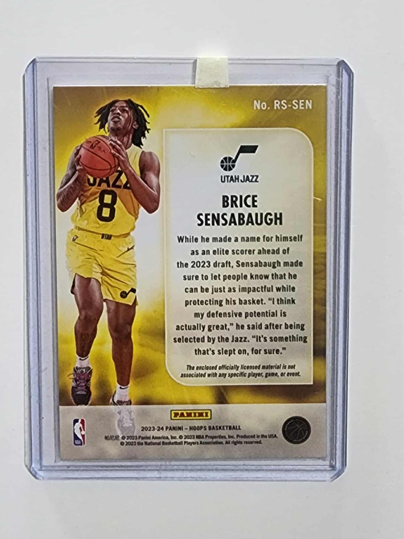 2023-24 Panini Hoops Brice Sensabaugh Jersey SP RC #RS-SEN Utah Jazz