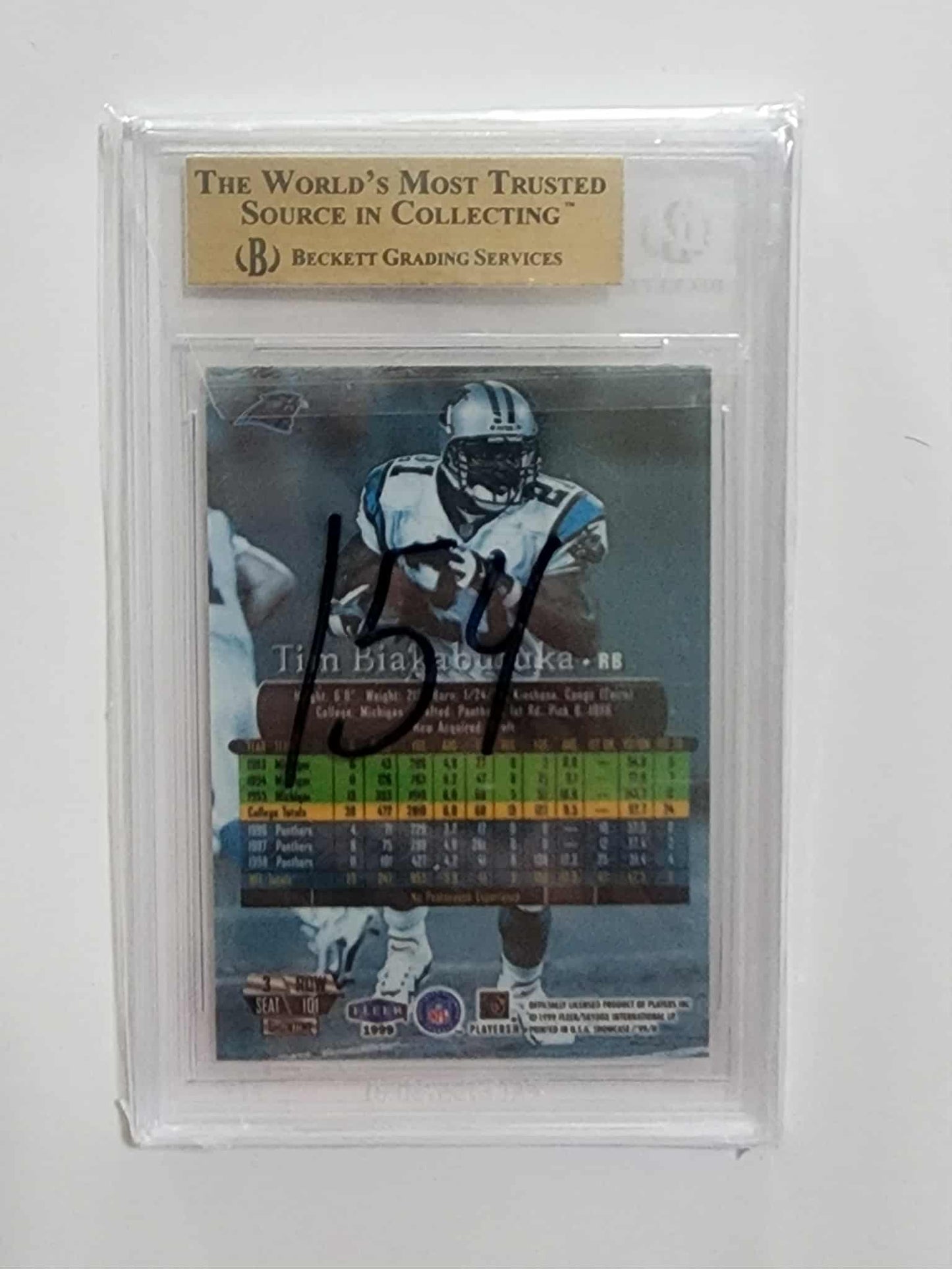 1999 Flair Showcase Football Card #101 Tim Biakabutuka Carolina Panthers SP bgs 9.5