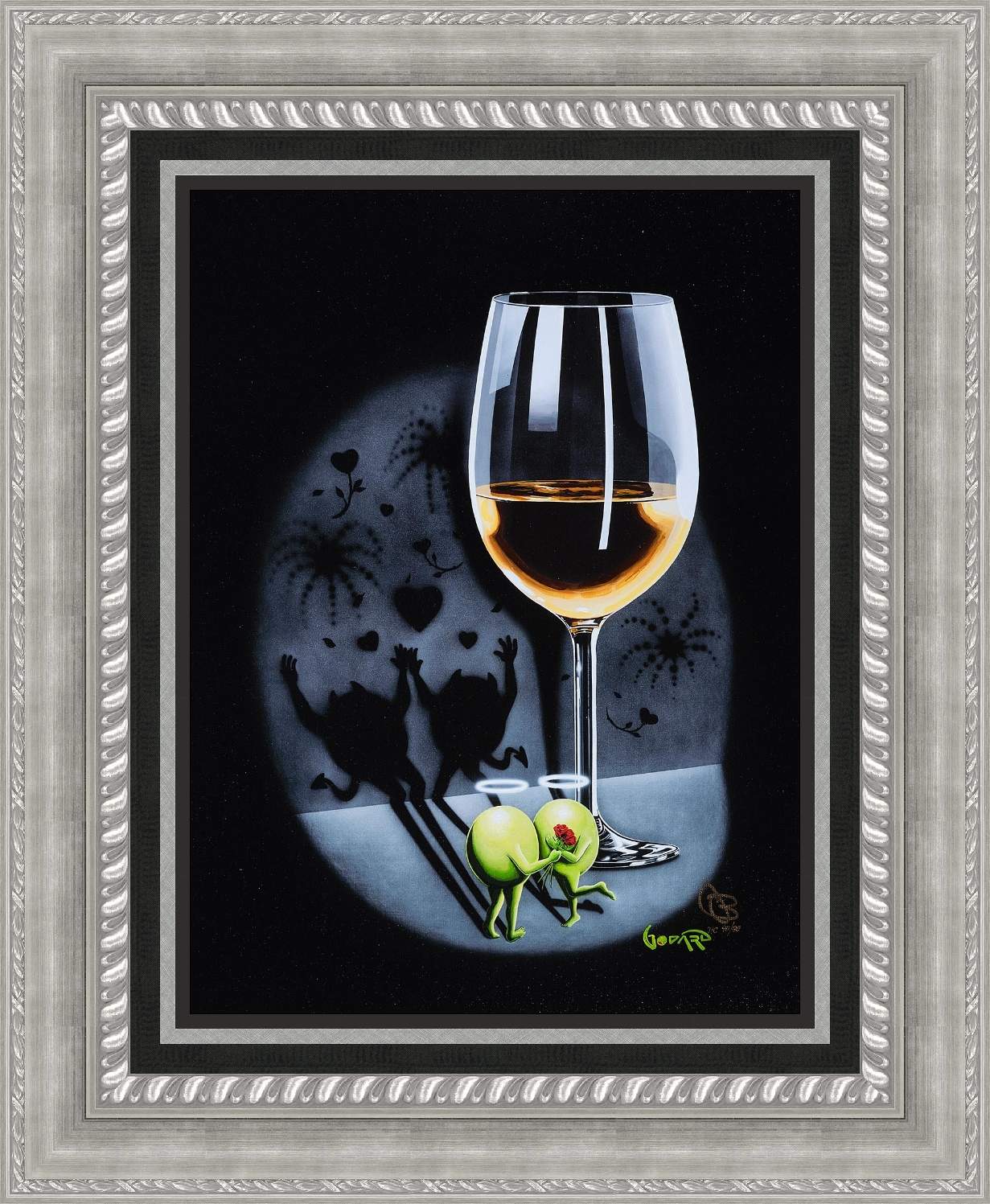 MICHAEL GODARD She Devil White Wine Giclee Hand Embellished Signed on Canvas