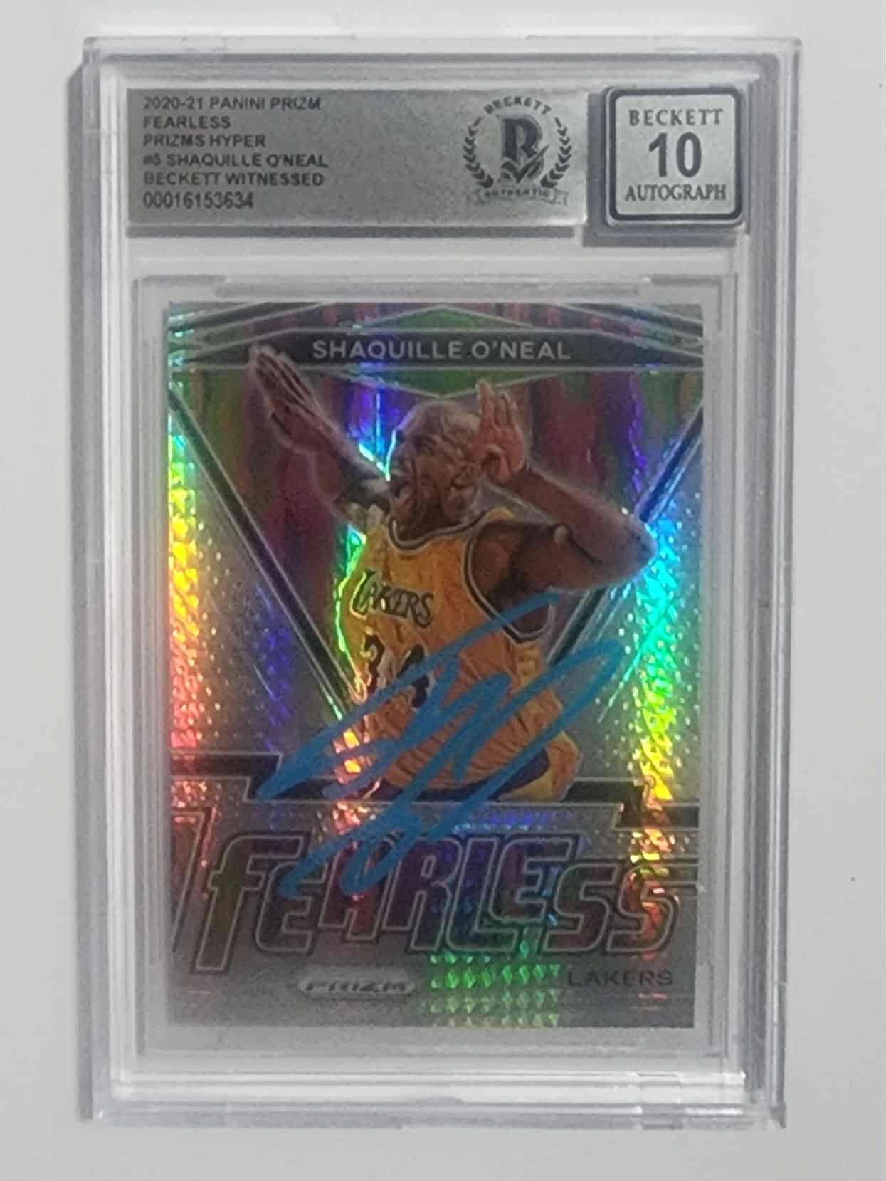 2021 panini FEARLESS #5 base on card auto SHAQUILLE O'NEAL BGS auto 10 authentic