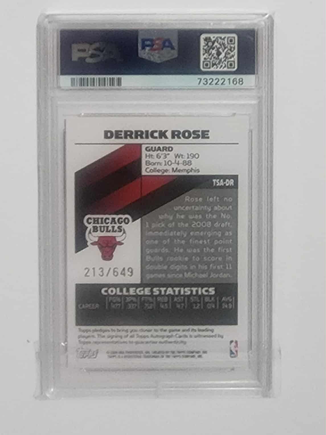 2008 derrick Rose topps signature autographs #TSADR PSA 9 /649