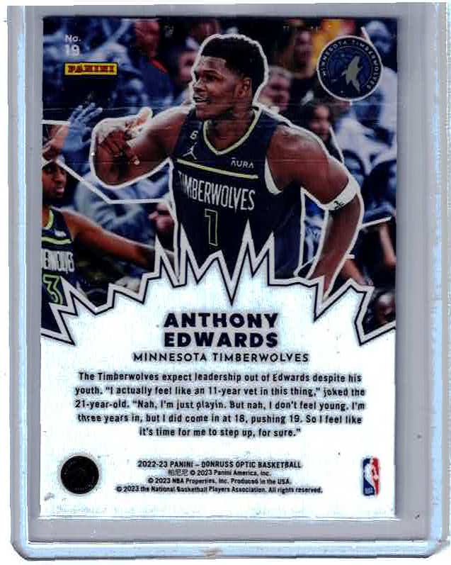 ANTHONY EDWARDS MY HOUSE #19 2022-23 Panini Donruss Optic