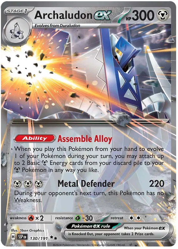 Archaludon ex - 130/191 - Double Rare - Surging Sparks - Pokemon Card - NM/M