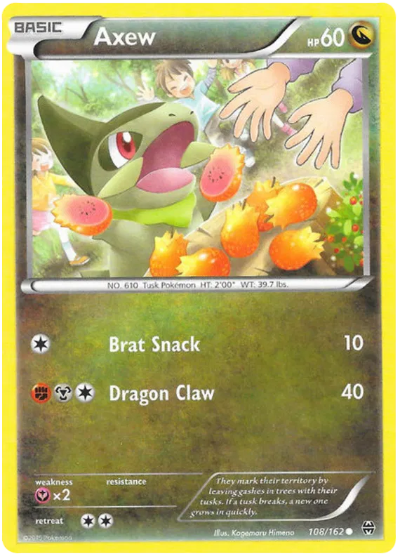 Pokemon - Axew - 108/162 - Common - Reverse Holo - XY - BREAKthrough - NM