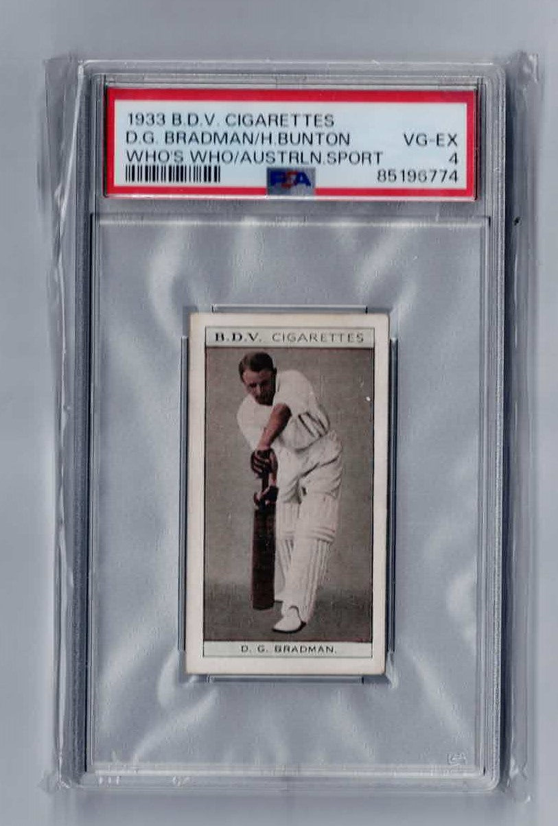 BDV 1933 Vintage Double Sided Card Cricket-Football - Don Bradman-Haydn Bunton PSA 4