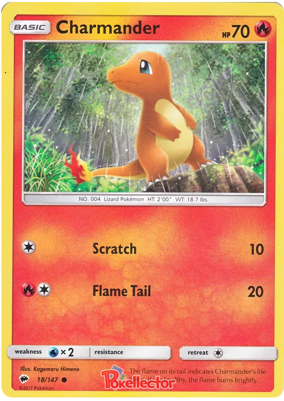 Charmander 18/147 Reverse Holo Burning Shadows Pokemon Card NM