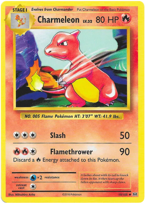 Charmeleon - 10/108 - Reverse Holo Uncommon - XY Evolutions