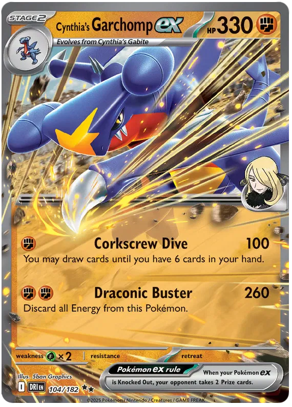 Cynthia's Garchomp ex - 104/182 - Double Rare - Destined Rivals - Pokemon - NM/M