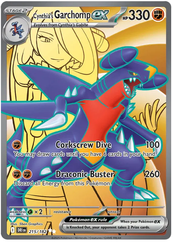 Cynthia's Garchomp Ex 215/182 Destined Rivals Ultra Rare Pokémon TCG NM