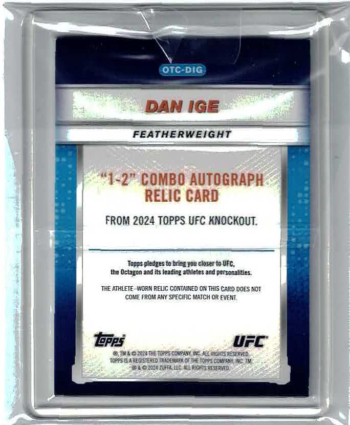 Dan Ige 2024 Topps UFC Knockout 1-2 Combo Dual Relic Auto 094/199