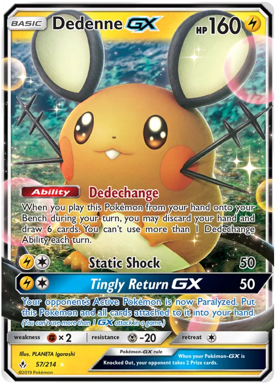 Pokémon TCG Dedenne GX Pokemon 195 A/214 Holo Promo And Dedenne GX 57/214 2019 NM