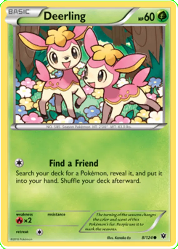 Deerling 8/124 Reverse Holo Fates Collide Pokemon Card NM