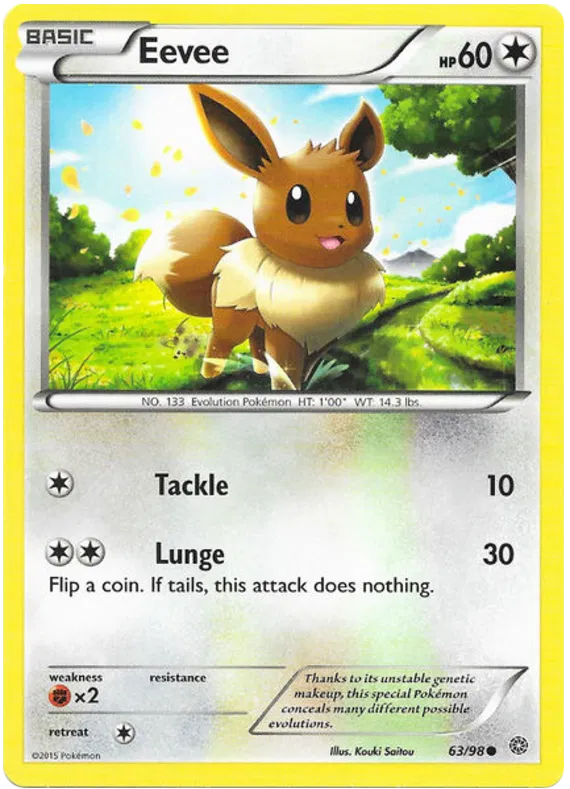 Eevee 63/98 Reverse Holo XY Ancient Origins Set Pokemon Card 2015