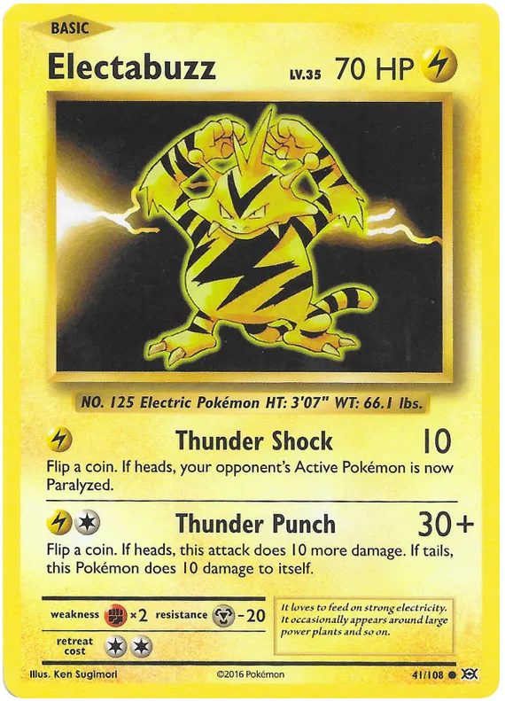 Electabuzz 41/108 Reverse Holo XY Evolutions Pokemon Card NM