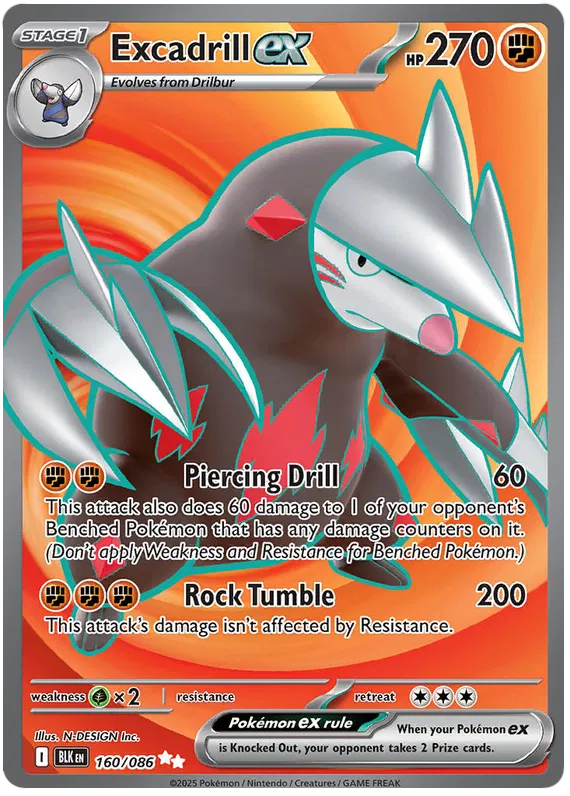 Excadrill ex - 160/086 - Ultra Rare - Black Bolt - Pokemon Card - NM/M