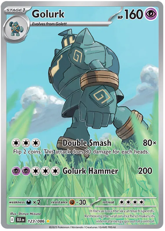 Pokemon TCG Golurk 123/086 Black Bolt Illustration Rare English NM/M
