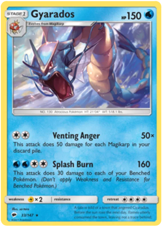 Gyarados 33/147 Reverse Holo Burning Shadows Pokemon Card NM