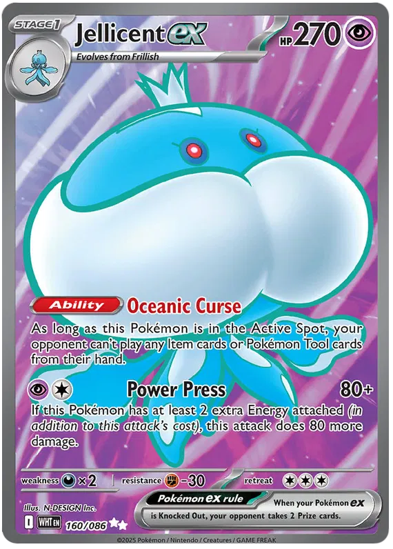 Jellicent ex - 160/086 - Ultra Rare - White Flare - Pokemon Card - NM/M