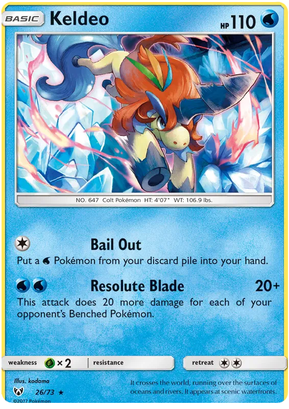 Keldeo 26/73 Holo Shining Legends Pokemon Card NM/M