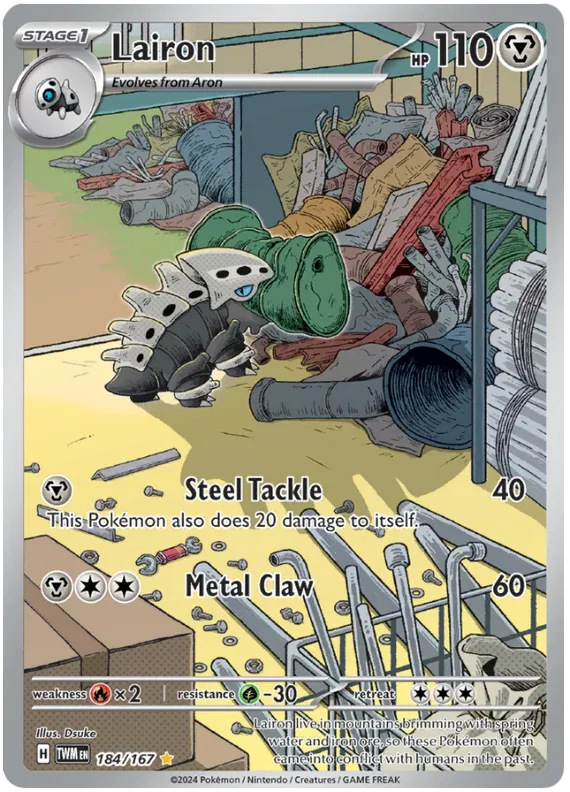 Lairon 184/167 - Illustration Rare Pokemon Card - Twilight Masquerade - NM