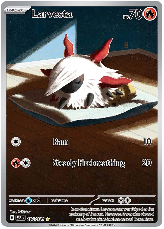 Larvesta 196/191 - Surging Sparks - Pokemon Card - NM