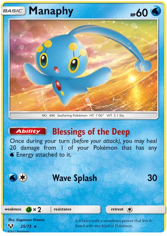 Pokemon Manaphy 25/73 Shining Legends Holo Rare NM