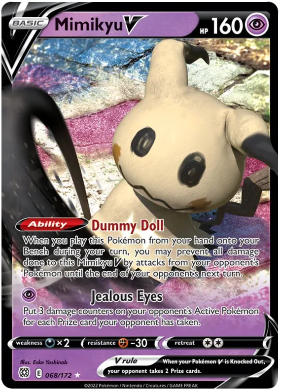 Mimikyu V #68/172 Pokémon TCG Card SWSH Brilliant Stars Ultra Rare NM