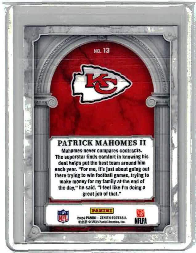 Patrick Mahomes ll 2024 Panini Zenith Z MARQUEE INSERT #13