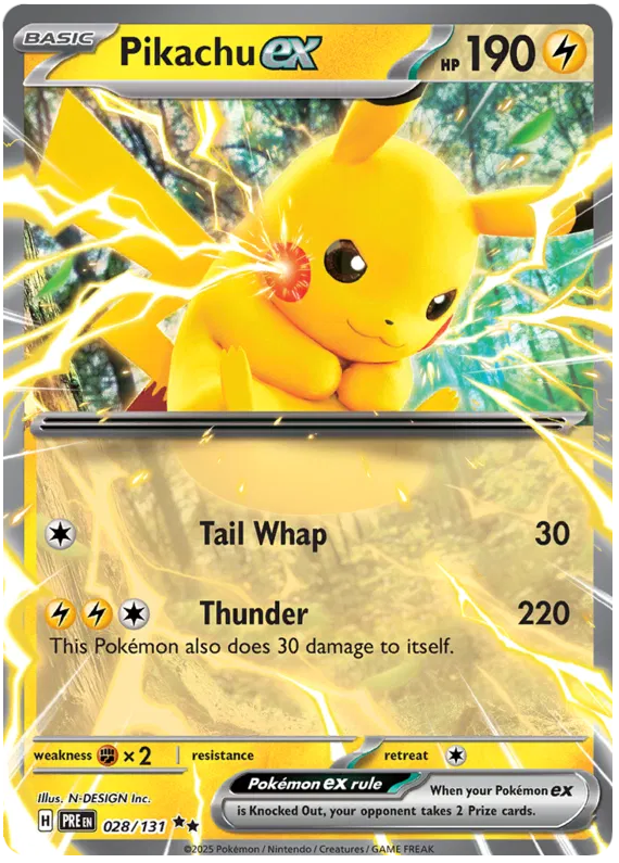 Pikachu ex 028/131 Prismatic Evolutions Ultra Rare Pokémon TCG Card NM/M