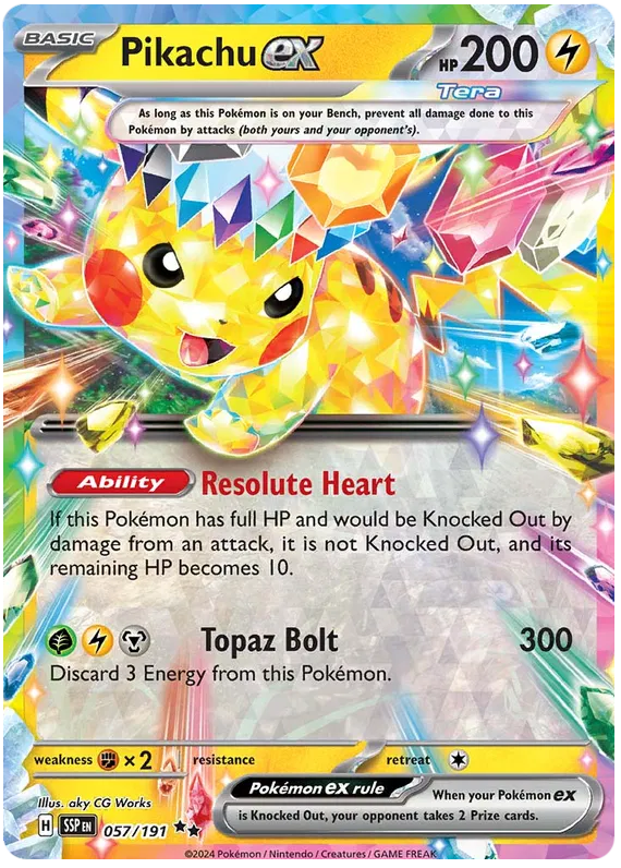 Pikachu ex - 057/191 - Ultra Rare - Surging Sparks - NM/M - Pokemon Card