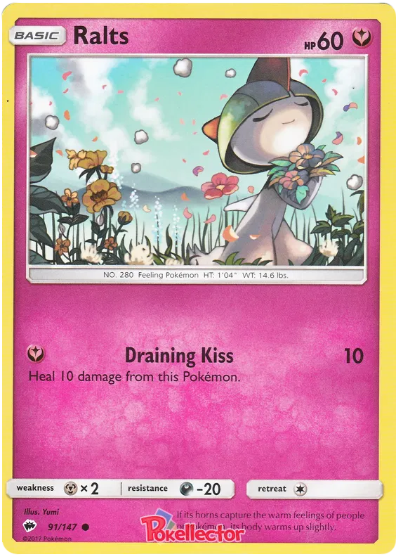 Ralts - 91/147 - Common Reverse Holo - Burning Shadows NM/M