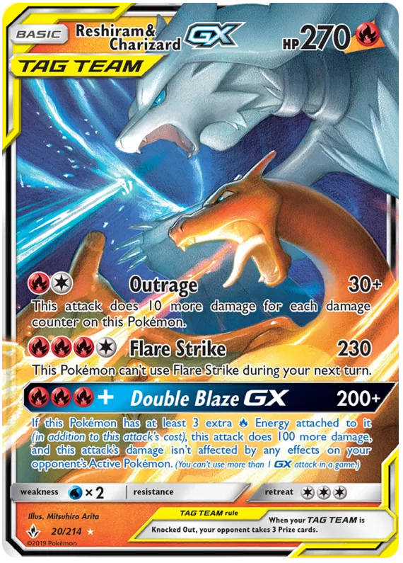 Reshiram & Charizard GX Tag Team 20/214 Unbroken Bonds ultra rare NM
