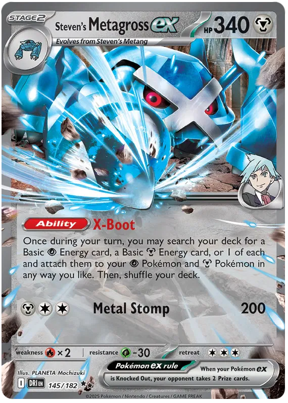 Steven’s Metagross ex 145/182 SV10: Destined Rivals Pokemon Card NM