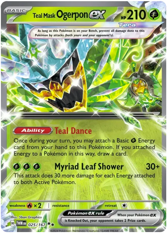 Teal Mask Ogerpon ex 025/167 TWM Twilight Masquerade Pokemon Card NM