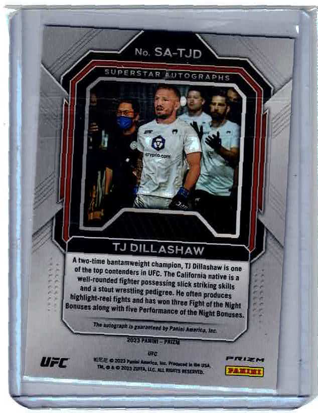 2023 Panini Prizm UFC TJ Dillashaw Superstar Autograph Auto Green Prizm #SATJD