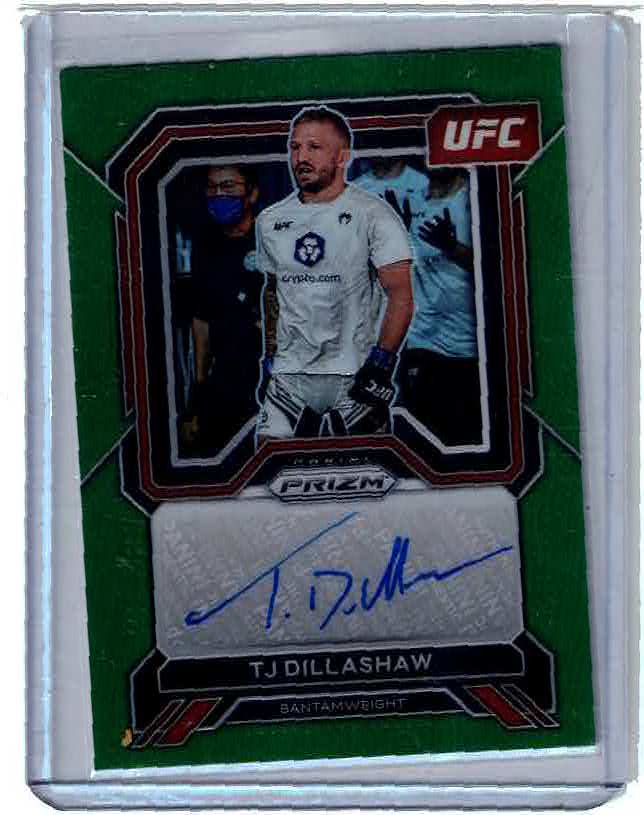 2023 Panini Prizm UFC TJ Dillashaw Superstar Autograph Auto Green Prizm #SATJD