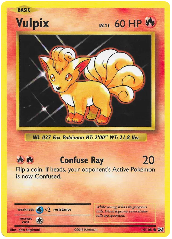 Vulpix - 14/108 - Reverse Holo Common - XY Evolutions NM/M