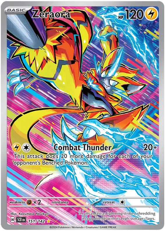 Zeraora 151/142 - Illustration Rare - Stellar Crown - Pokemon TCG Holo Card NM/M