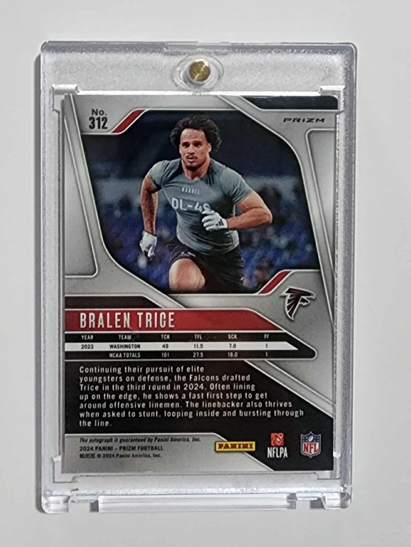 2024 Panini Prizm Bralen Trice #312 Rookie RC Pink Prizm Rookie Auto ATL Falcons