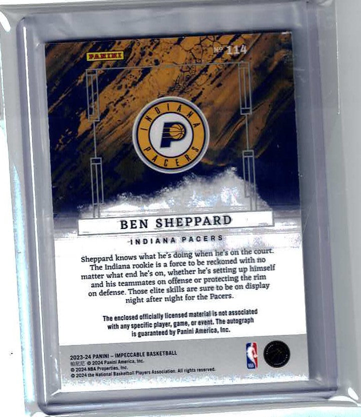 2023-24 Panini Impeccable Ben Sheppard Rookie Patch Auto On Card 84/88 RC RPA