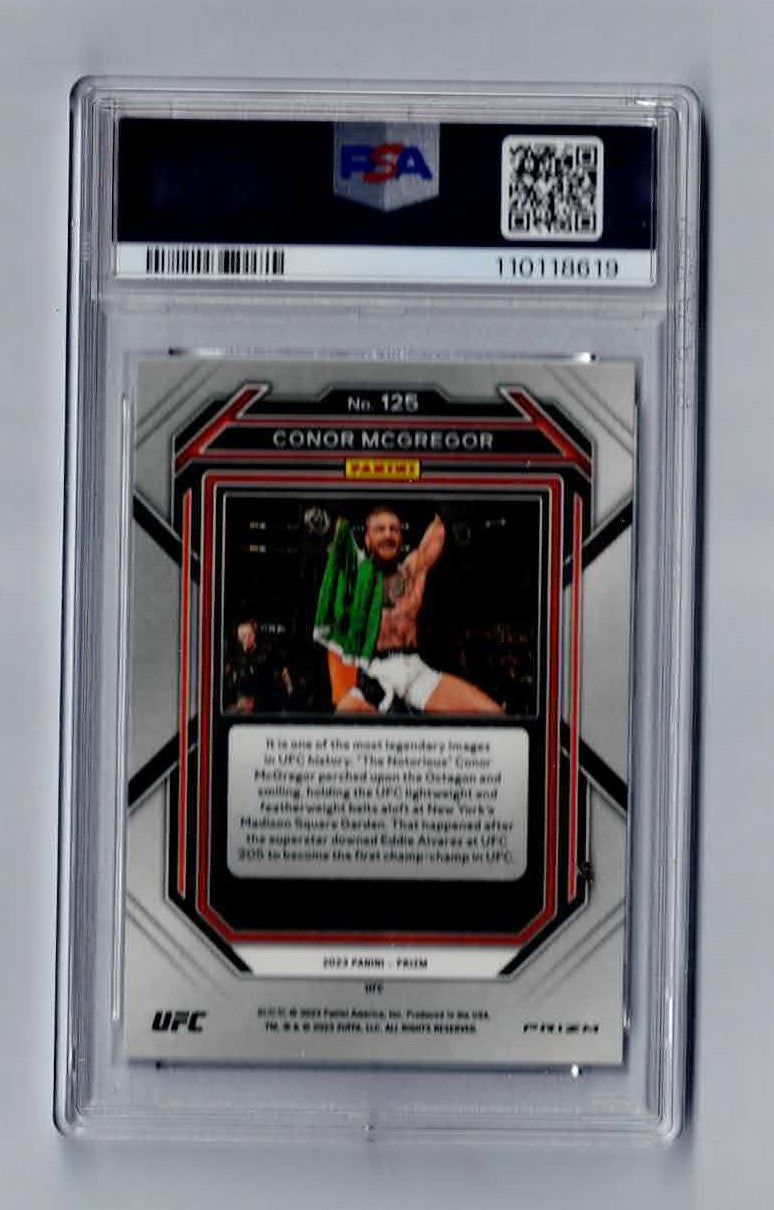 2023 PRIZM CONOR MCGREGOR CRACKED ICE #125 PSA 9