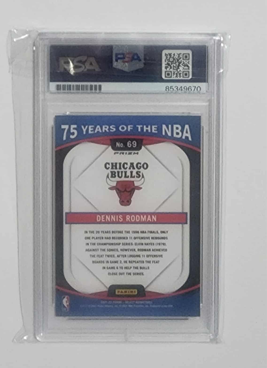 panini 2022 Denis Rodman 75 years of the nba on card auto psa authentic