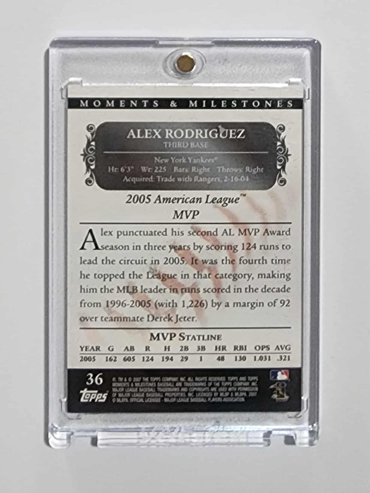 2007 Topps Moments and Milestones #36-102 Alex Rodriguez Runs /150