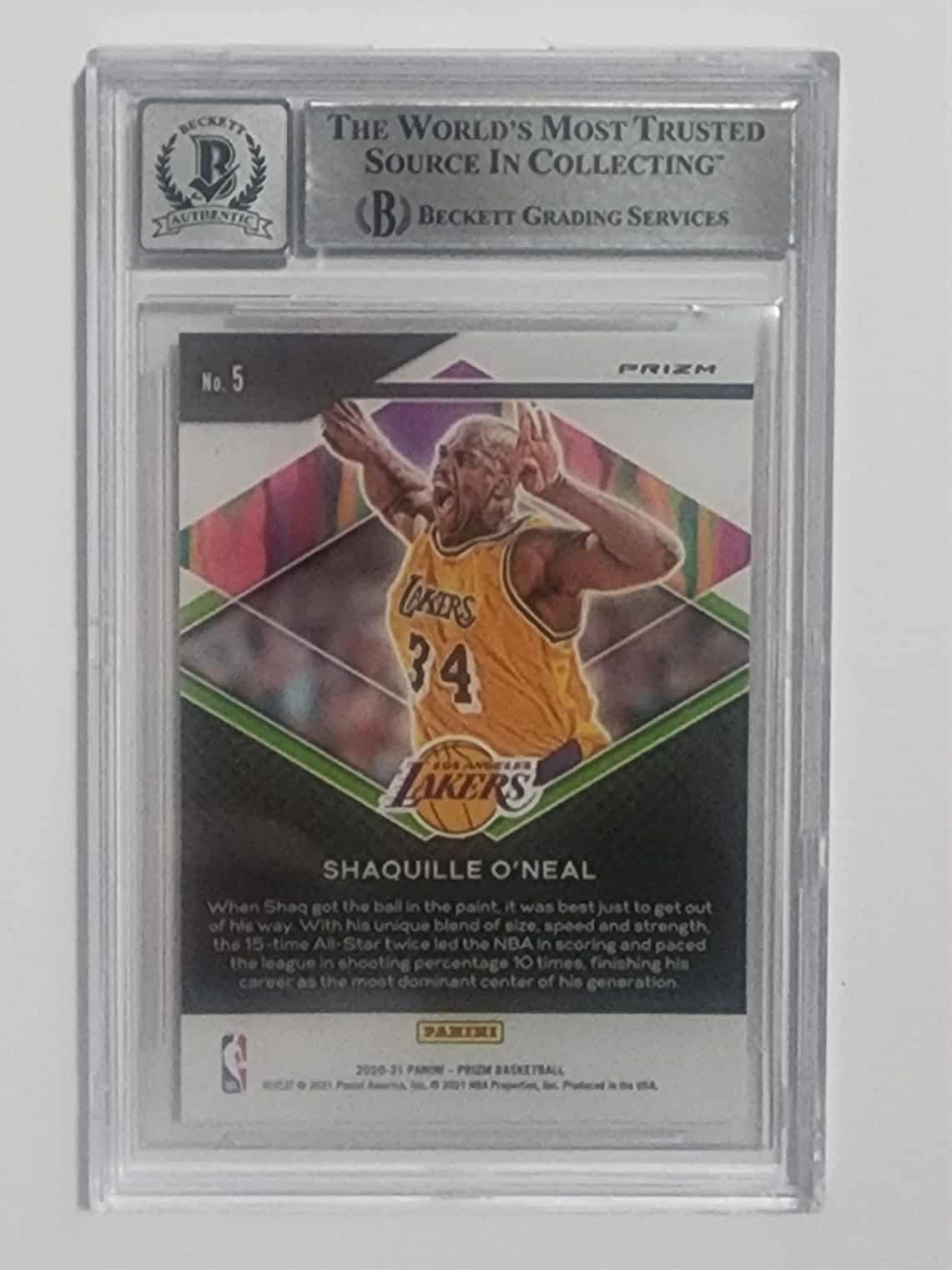 2021 panini FEARLESS #5 base on card auto SHAQUILLE O'NEAL BGS auto 10 authentic