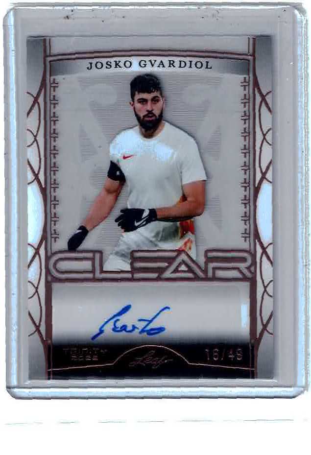 Josko Gvardiol Auto 16/49 2022 Leaf Trinity Soccer Autograph Clear Autograph