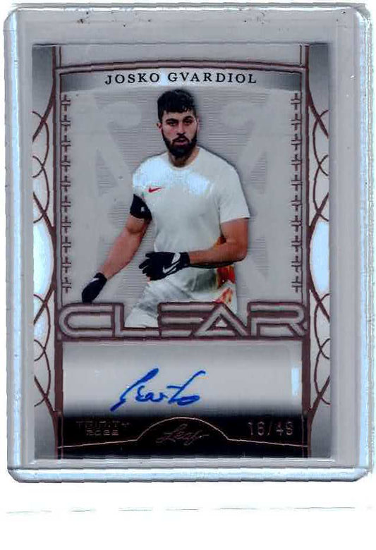 Josko Gvardiol Auto 16/49 2022 Leaf Trinity Soccer Autograph Clear Autograph