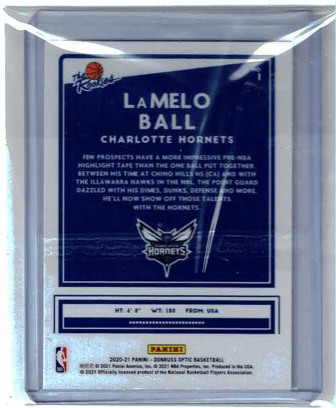 2020-21 NBA DONRUSS OPTIC THE ROOKIE INSERT LAMELO BALL ROOKIE HORNETS #1