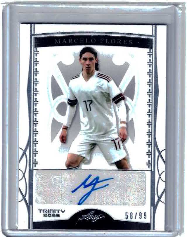 Marcelo Flores 58/99 AUTO - MEXICO / CANADA 2022 LEAF Trinity Soccer TIGRES BA-MF