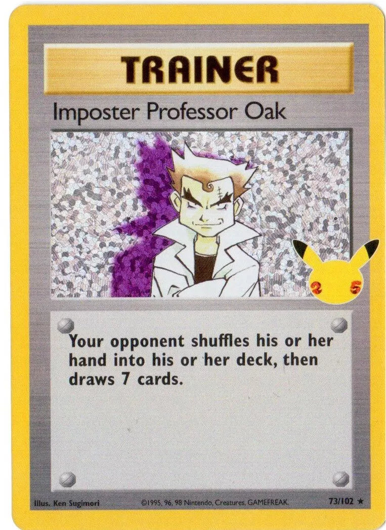 Imposter Professor Oak 73/102 Pokemon Card Celebrations 25th Anniversary NM