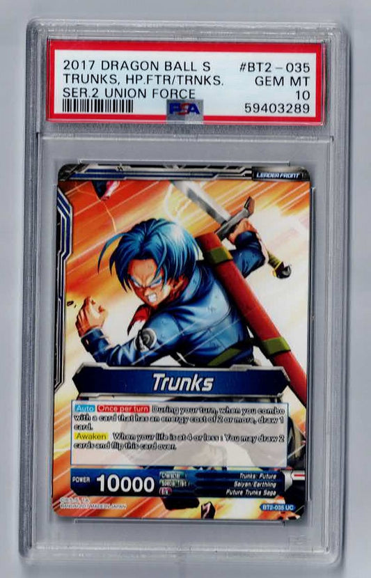 Dragon Ball Super Card BT2-035 UC Trunks, Hope for the Future / Trunks PSA 10